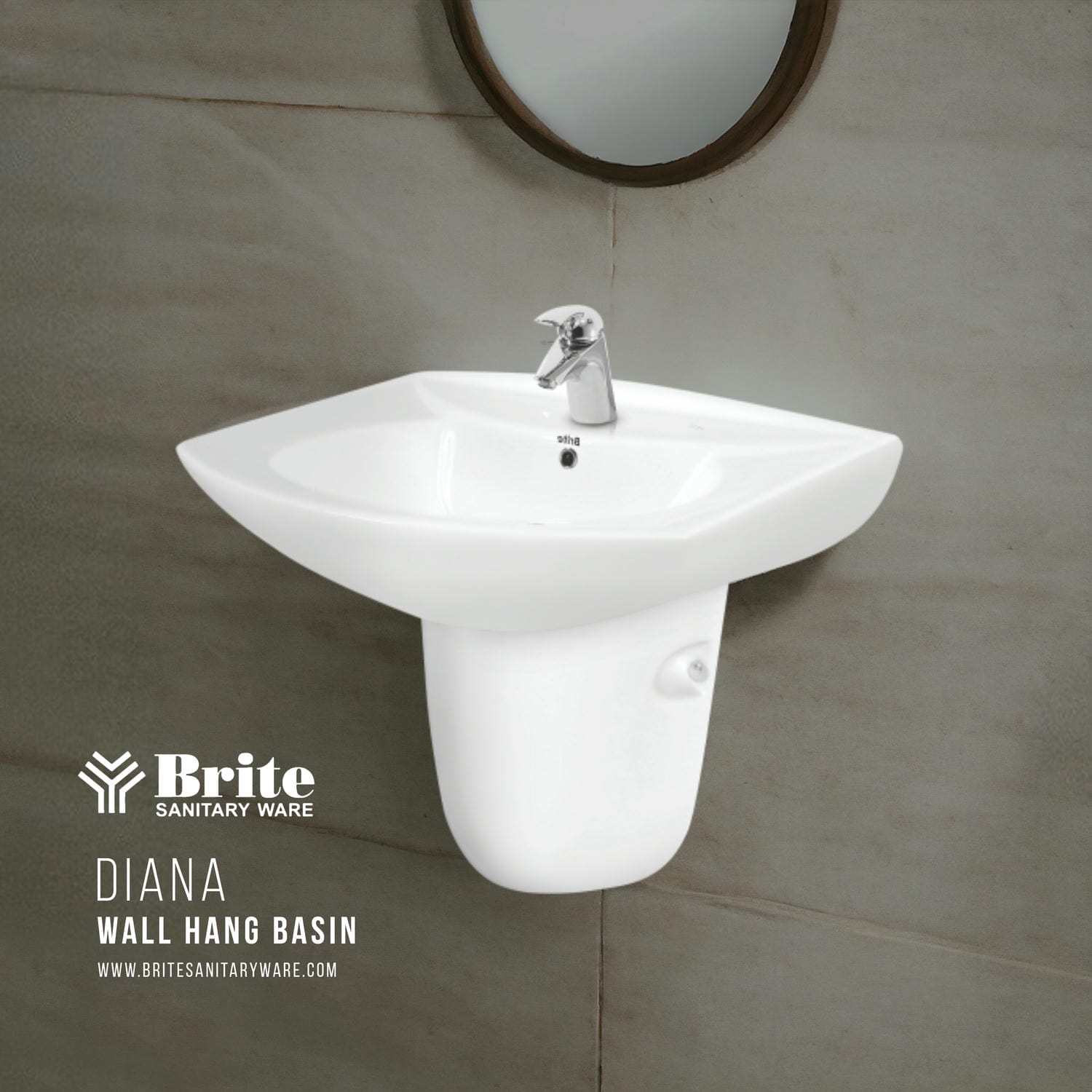 Diana One Piece Wall Hang Basin By Brite Sanitary Ware