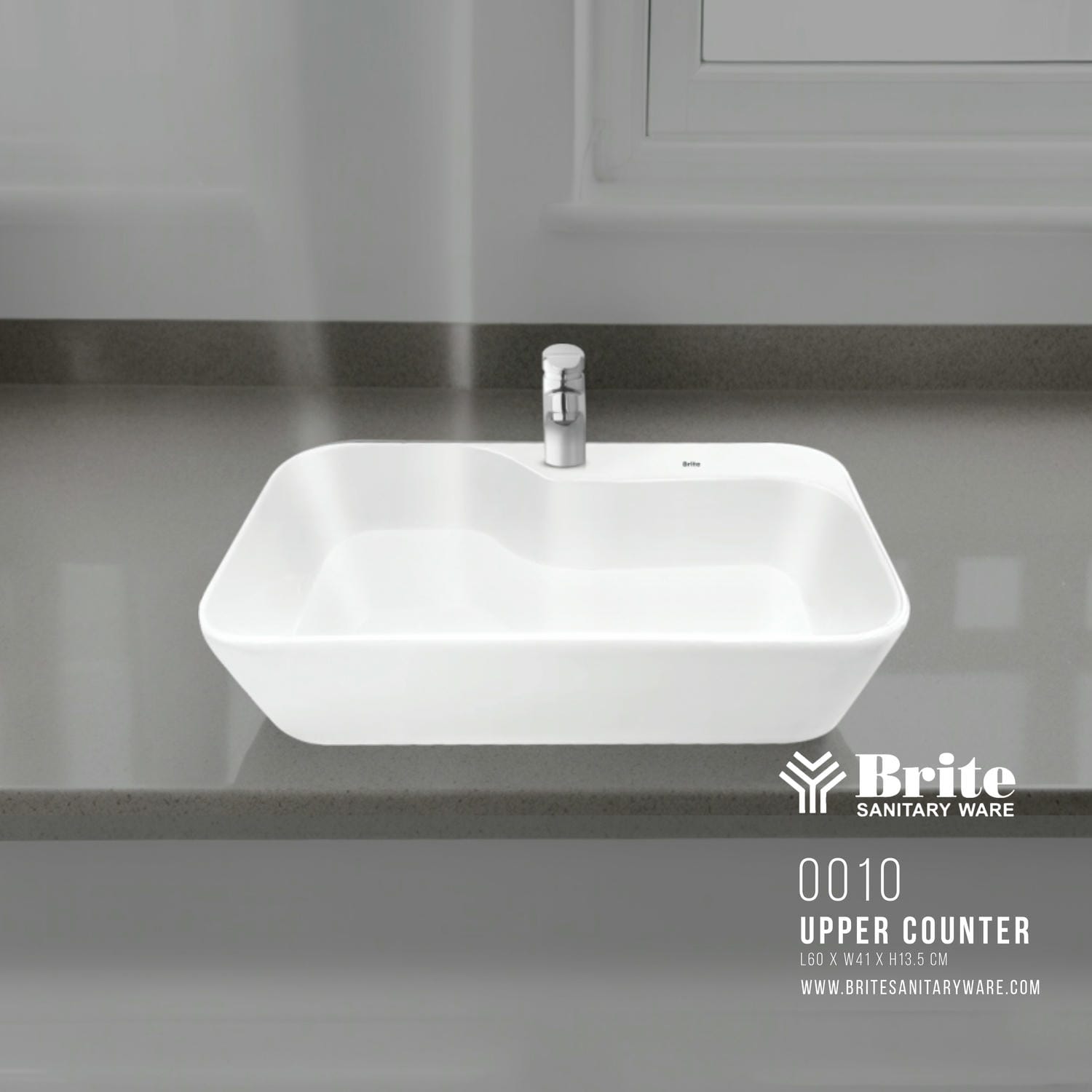 0010 Upper Counter Basin Sink by Brite Sanitray Ware