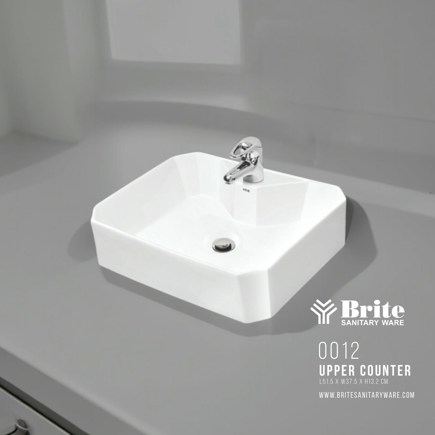 0012 Upper Counter Basin Sink by Brite Sanitary Ware