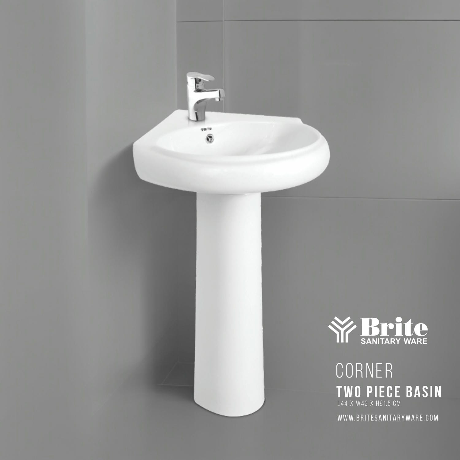Corner Two Piece Basin by Brite Sanitary Ware