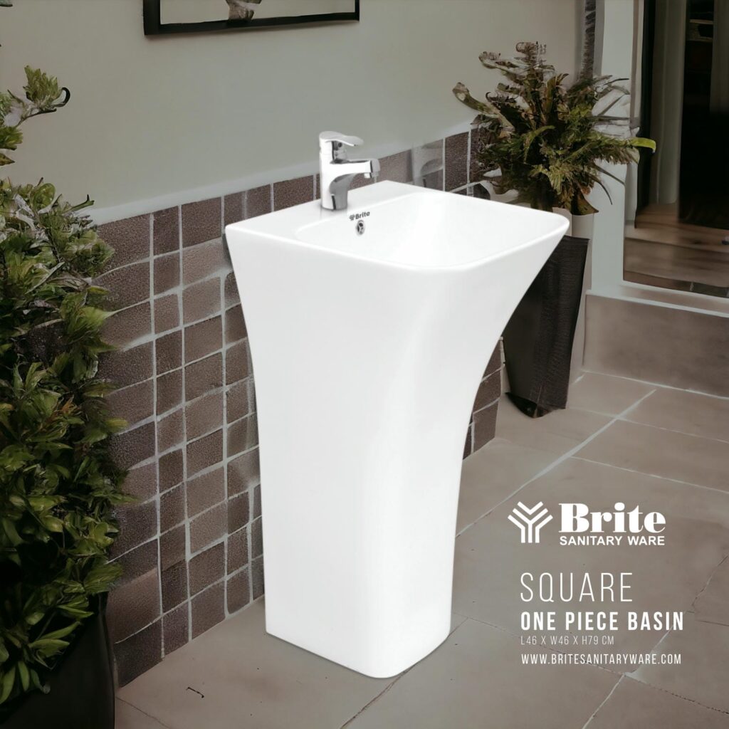 Square One Piece Basin by Brite Sanitary Ware