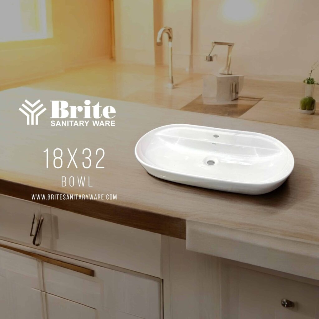 18×32 Bowl Upper Counter Basin Sink by Brite Sanitary Ware